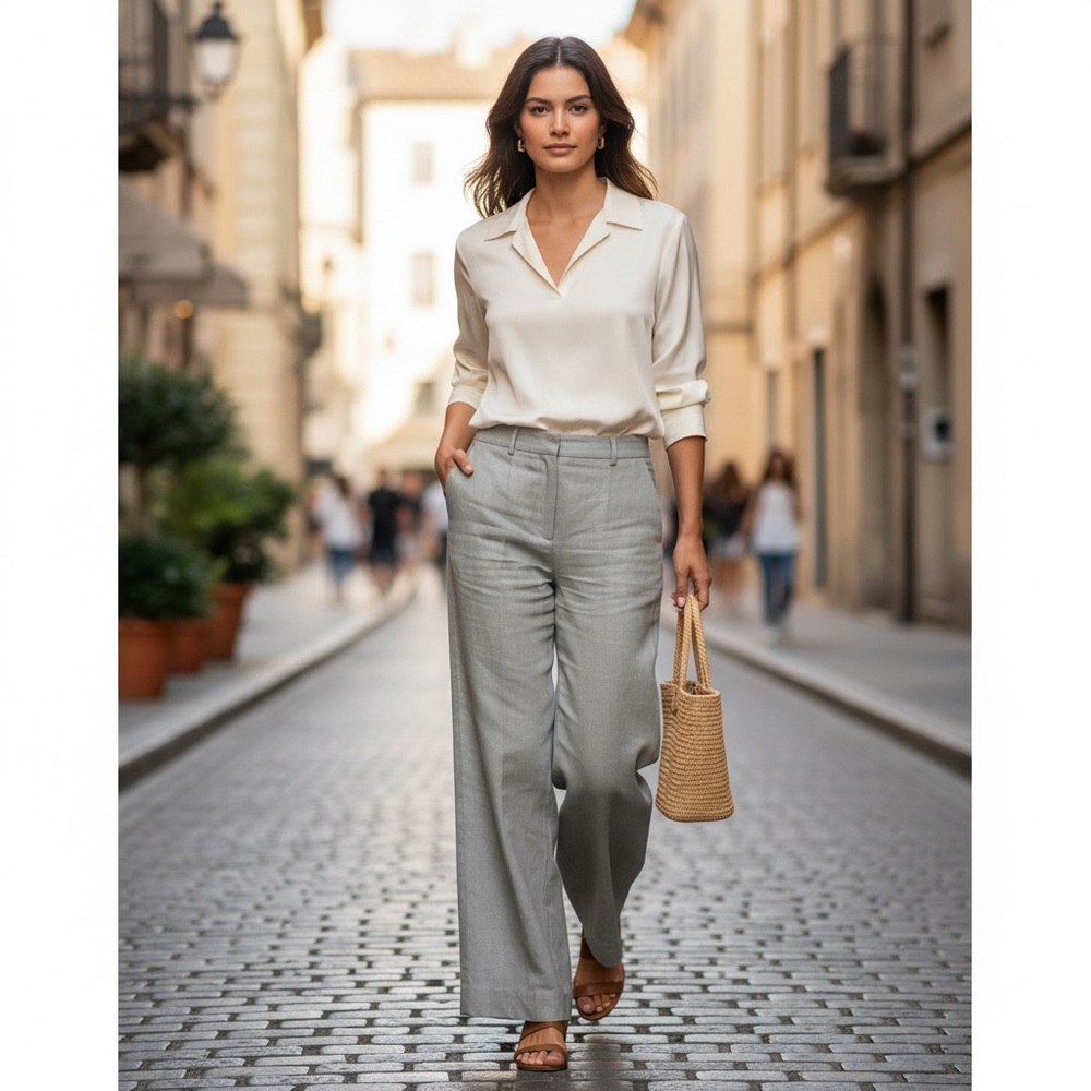 NWT Armani Collezioni Light Gray Dress Trousers/Pants    size 12